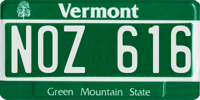 VT license plate NOZ616