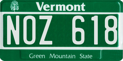 VT license plate NOZ618