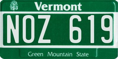 VT license plate NOZ619