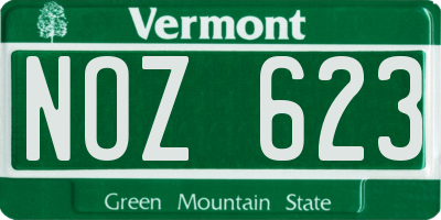 VT license plate NOZ623