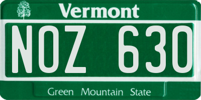 VT license plate NOZ630