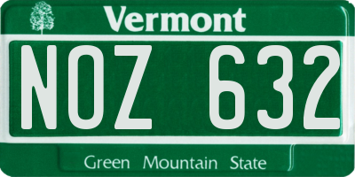 VT license plate NOZ632