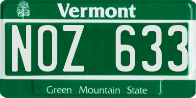 VT license plate NOZ633