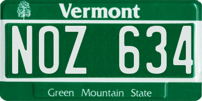 VT license plate NOZ634