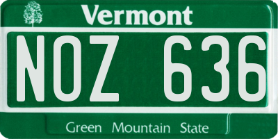 VT license plate NOZ636