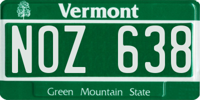 VT license plate NOZ638