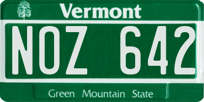 VT license plate NOZ642