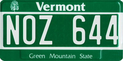 VT license plate NOZ644