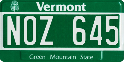 VT license plate NOZ645