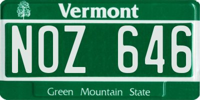 VT license plate NOZ646