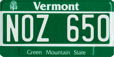 VT license plate NOZ650