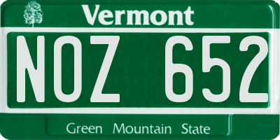 VT license plate NOZ652