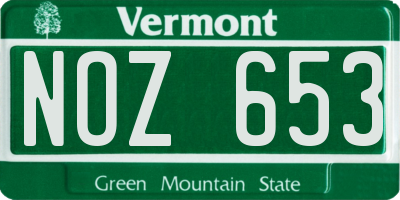 VT license plate NOZ653