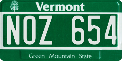 VT license plate NOZ654