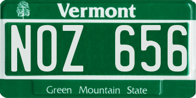VT license plate NOZ656