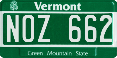 VT license plate NOZ662