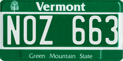 VT license plate NOZ663