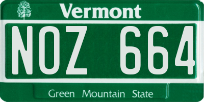 VT license plate NOZ664