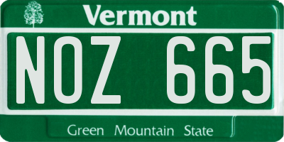 VT license plate NOZ665