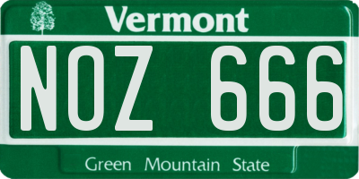 VT license plate NOZ666