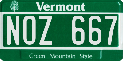 VT license plate NOZ667