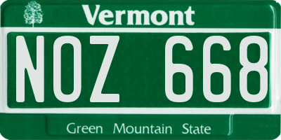 VT license plate NOZ668