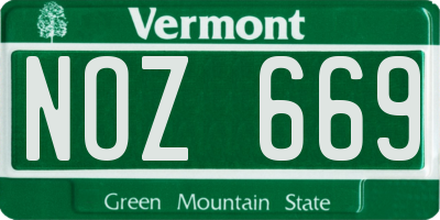 VT license plate NOZ669