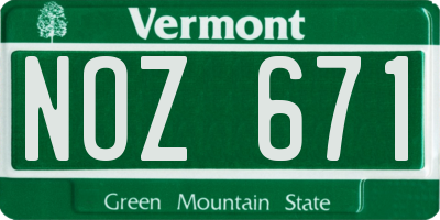 VT license plate NOZ671