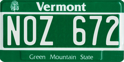 VT license plate NOZ672