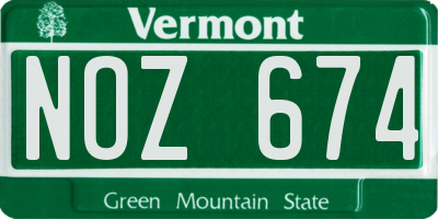 VT license plate NOZ674