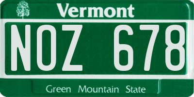 VT license plate NOZ678