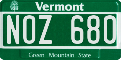 VT license plate NOZ680