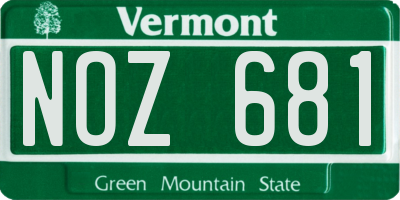 VT license plate NOZ681