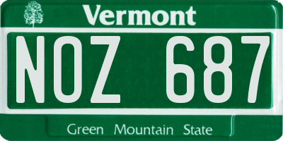 VT license plate NOZ687