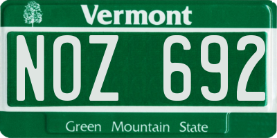 VT license plate NOZ692