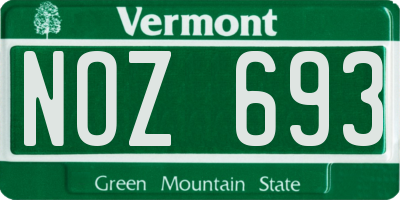VT license plate NOZ693