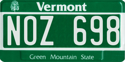VT license plate NOZ698