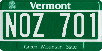 VT license plate NOZ701