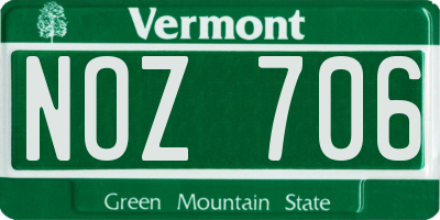 VT license plate NOZ706