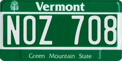 VT license plate NOZ708
