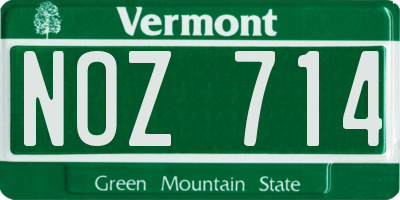 VT license plate NOZ714