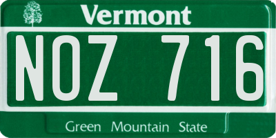 VT license plate NOZ716