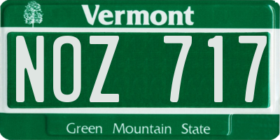 VT license plate NOZ717