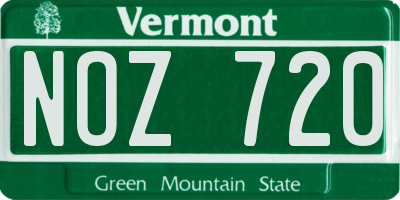 VT license plate NOZ720