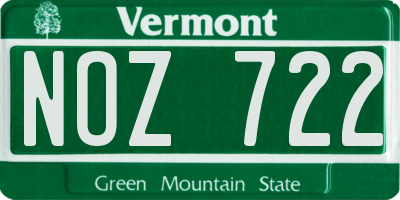 VT license plate NOZ722