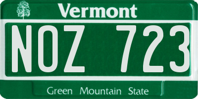 VT license plate NOZ723