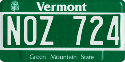 VT license plate NOZ724