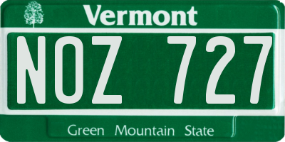 VT license plate NOZ727