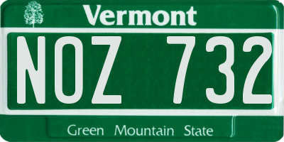 VT license plate NOZ732