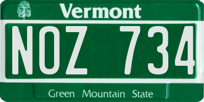 VT license plate NOZ734